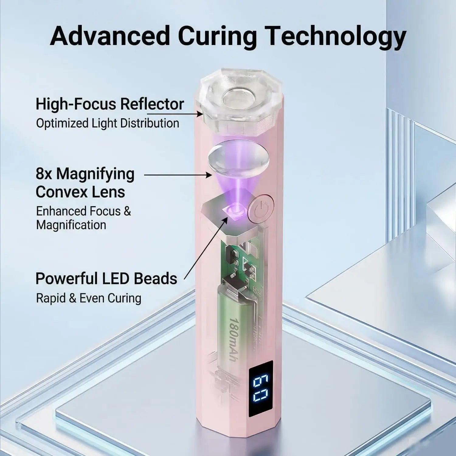 Portable USB Mini LED UV Nail Dryer, LCD Digital Display Gel Nail Curing Lamp, Compact Professional Manicure Tool