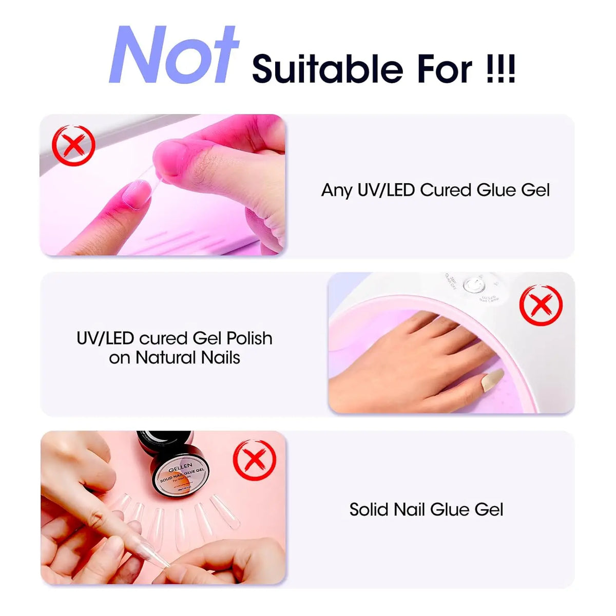 GELLEN 50ml Nail Glue Remover Acetone Free Quick Removal for Press On Fake Nails Strong Glue Gentle Care Nail Art Supplies