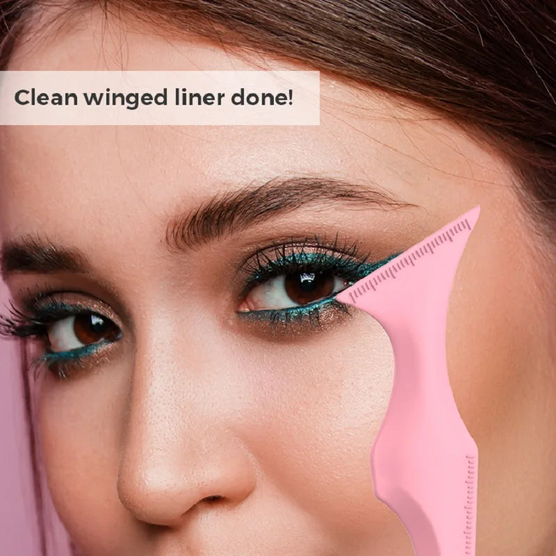 1 Pc Silicone Eyeliner Stencils Ruler Reusable Winged Tip Eyeliner Aid Eyebrow Pencil Stencil 5 in1 Multi-Functional Makeup Tool