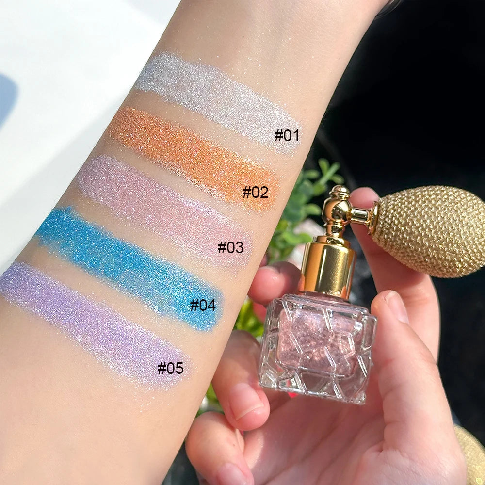 Highlighter Powder,Fairy powder High Gloss Glitter Shimmer Baked Powder Face Body Lasting Sparkling Highlighter Makeup Cosmetics