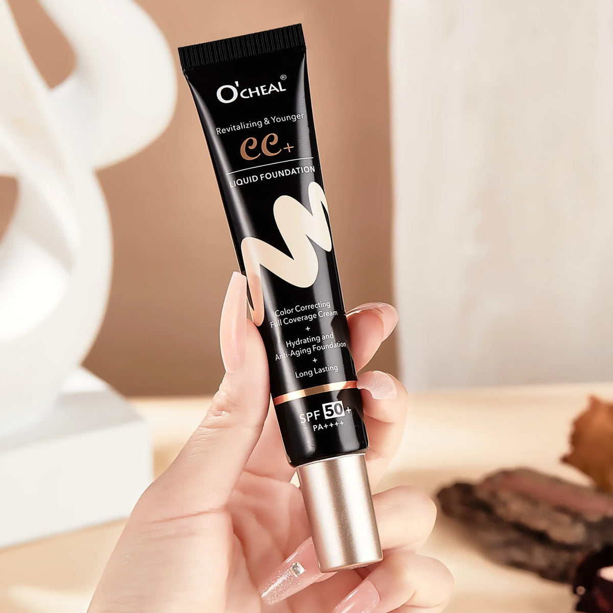 Ocheal 30g BB/CC Sunscreen Cream SPF 50/PA+++ Facial Liquid Foundation Cream Anti-Aging Long Lasting Full Coverage Cream Powder