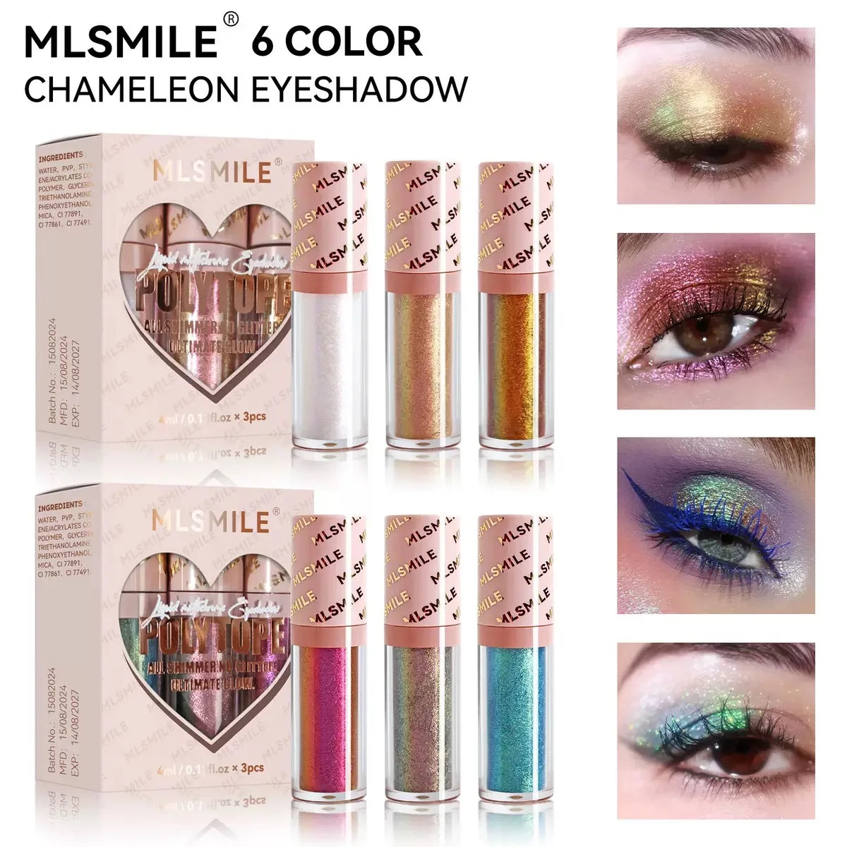 Gold Purple Chameleon Liquid Eyeshadow Pearlescent Fine Shimmer Quick Drying Eye Shadow Polarized Brightening Stage Eye Makeup