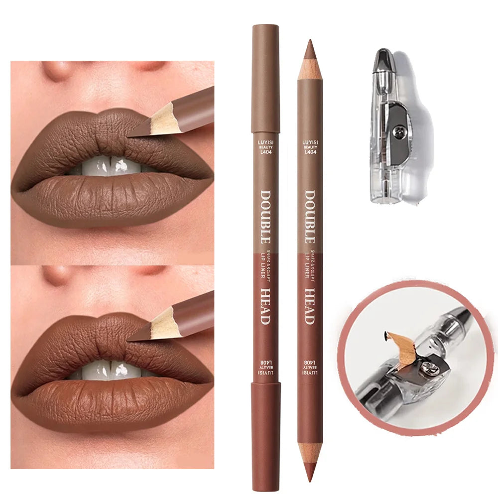 1 Matte Double-Ended Lipliner+1 Sharpening,Waterproof Long Lasting Color Payoff,Easy To Apply, Precisely Outlines The Lip Shape.