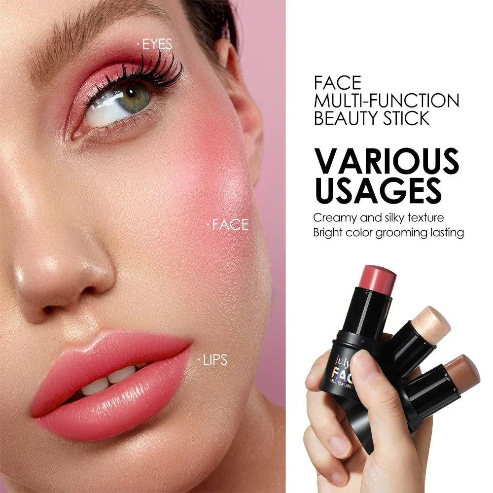 4-Pack CC Sticks Long-Lasting Highlighter Blush Contour Waterproof Makeup Sticks Ideal for Beginners Women Shiny Look Multifunct