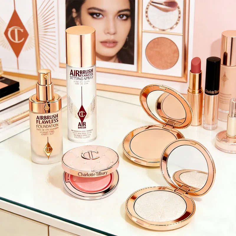 CT Liquid Foundation Lightweight Watery Texture Lasting Concealer Small Gold Plate Powder Air Cushion Setting Spray Daily Makeup