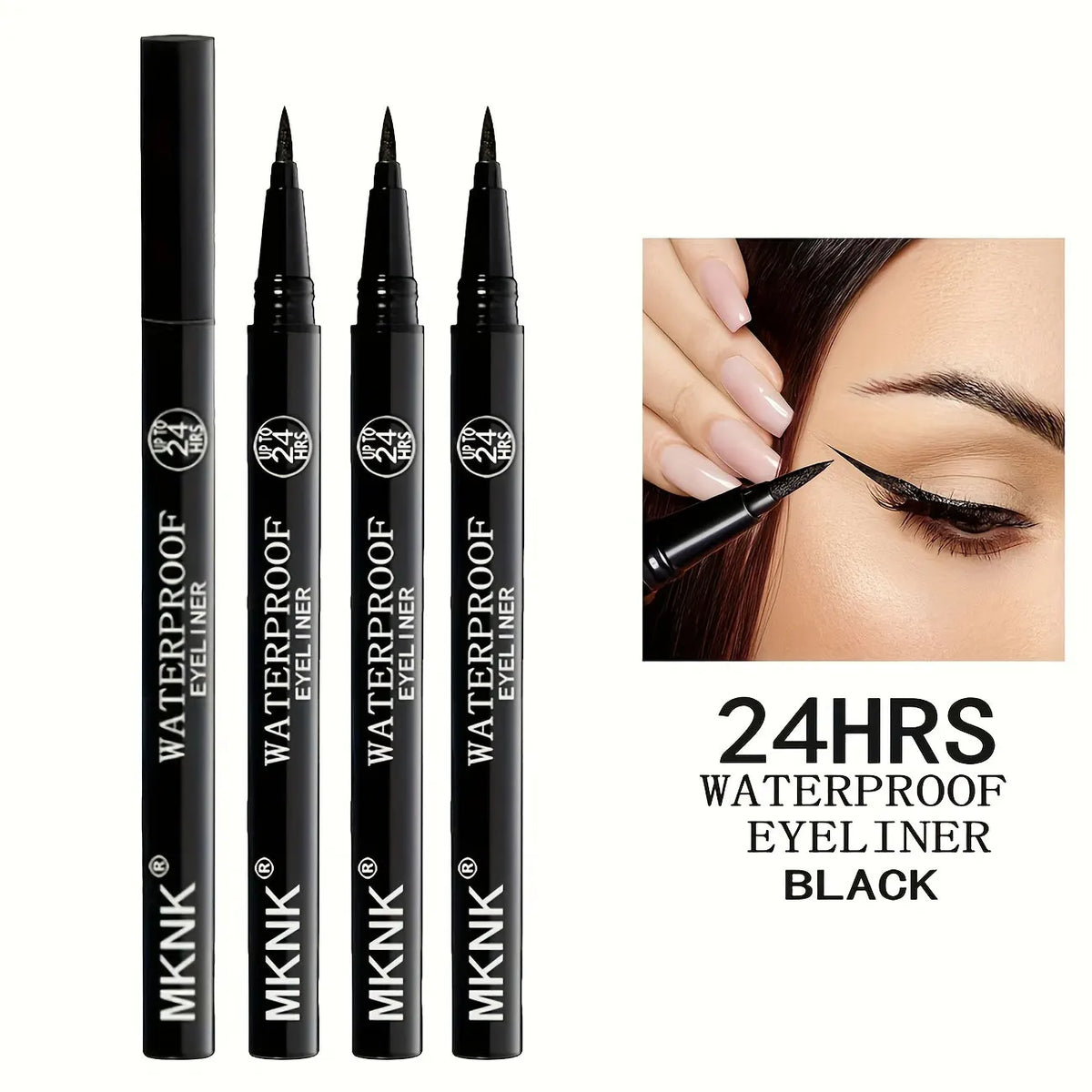 3pcs Black Waterproof, Sweat-Resistant, Smudge-Proof Eyeliner - Ultra Slim Long-Wear Liquid Eyeliner Pen