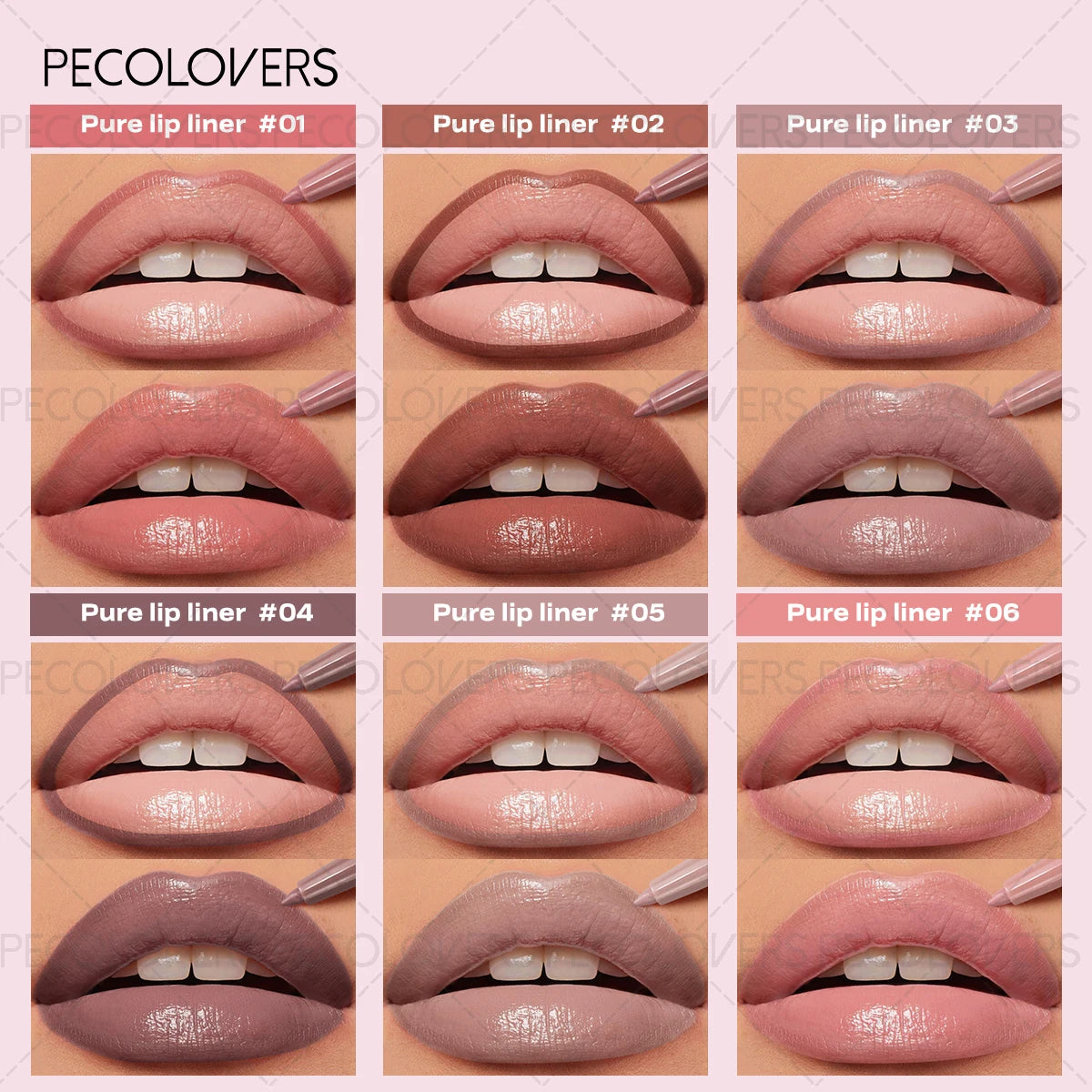 Matte Lip Liner Pencil, Waterproof Sweatproof Long-Lasting, Smooth Pigmented, Twist-Up, for Lip Shaping, Beginner-Friendly