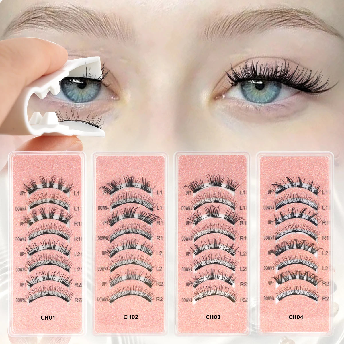 YSDO Reusable Magnetic Eyelashes 1/2 Pairs Natural Soft Magnetic Lashes No Glue Needed Mink False Lash Makeup with Tweezers Set