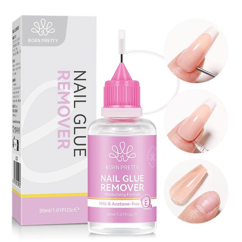 BORN PRETTY 30ml Pinpoint Nail Glue Remover Gel Polish For Press On Nail Quick Dry With Gentle Non-Acetone Remover Nail Tips