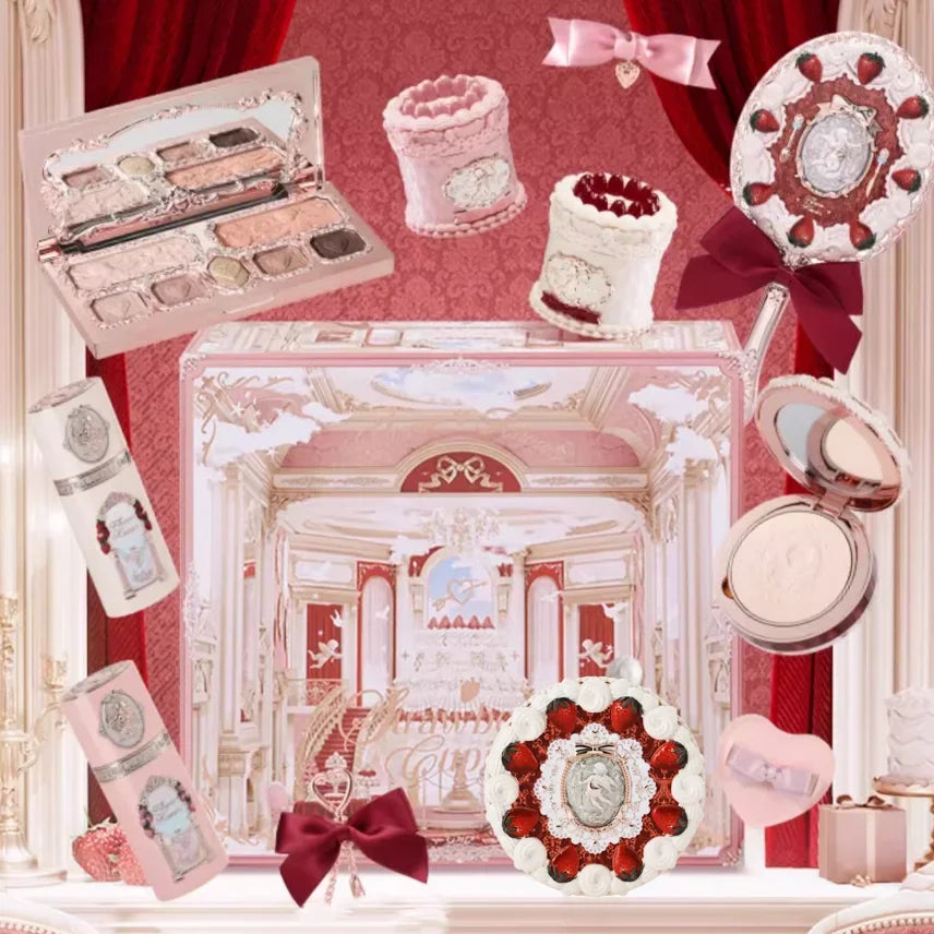 Flower Knows Strawberry Cupid Box Collection Make Up Sets Cosmetics Full Set Palette Pressed Powder Blush Lipstick Gift Box