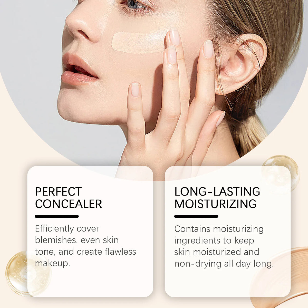 4 in 1 Foundation Liquid Anti Aging Full Coverage Concealer Color Changing Nude SPF50 Light Spectrum Hydrating Waterproof Makeup