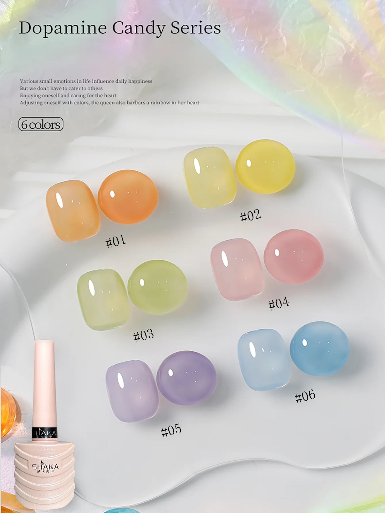 1-30pcs PSK Summer Dopamine Pink Green Blue Gel Nail Supplies New Style Romantic Macaron Candy Series 6 Color Gel Nail Polish