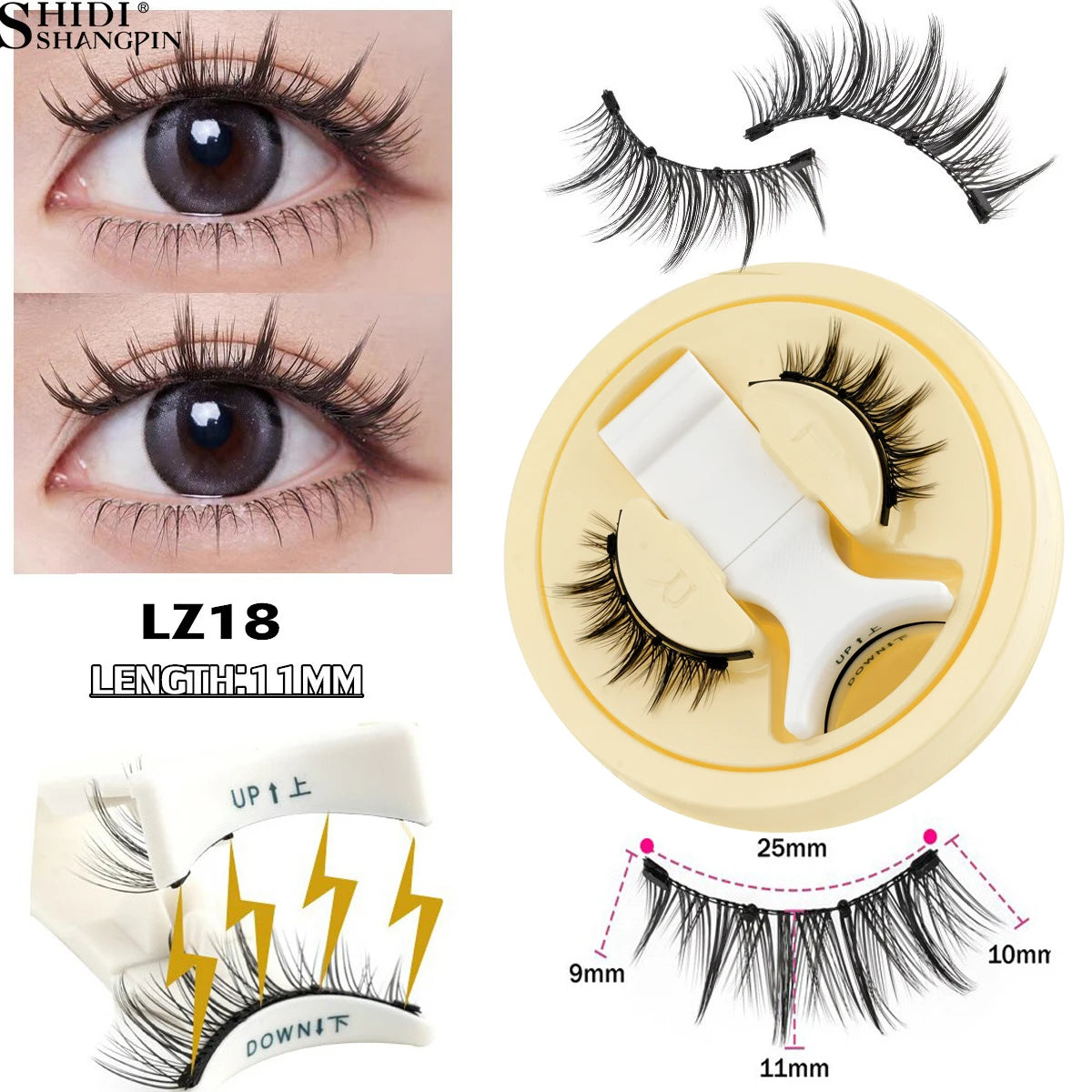 Magnetic Lashes Kit 1Pairs 3D Fake Mink Soft Natural Fluffy Manga Reusable False Eyelashes Free Glue Magnet Band Makeup Tools