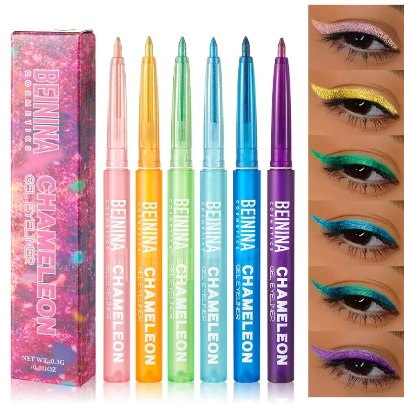 Shiny Chameleon Metallic Green Eyeliner Gel Stick Smooth Multicolor Eye Shadow Pearlescent Polarized Glitter Eyes Pigment Makeup