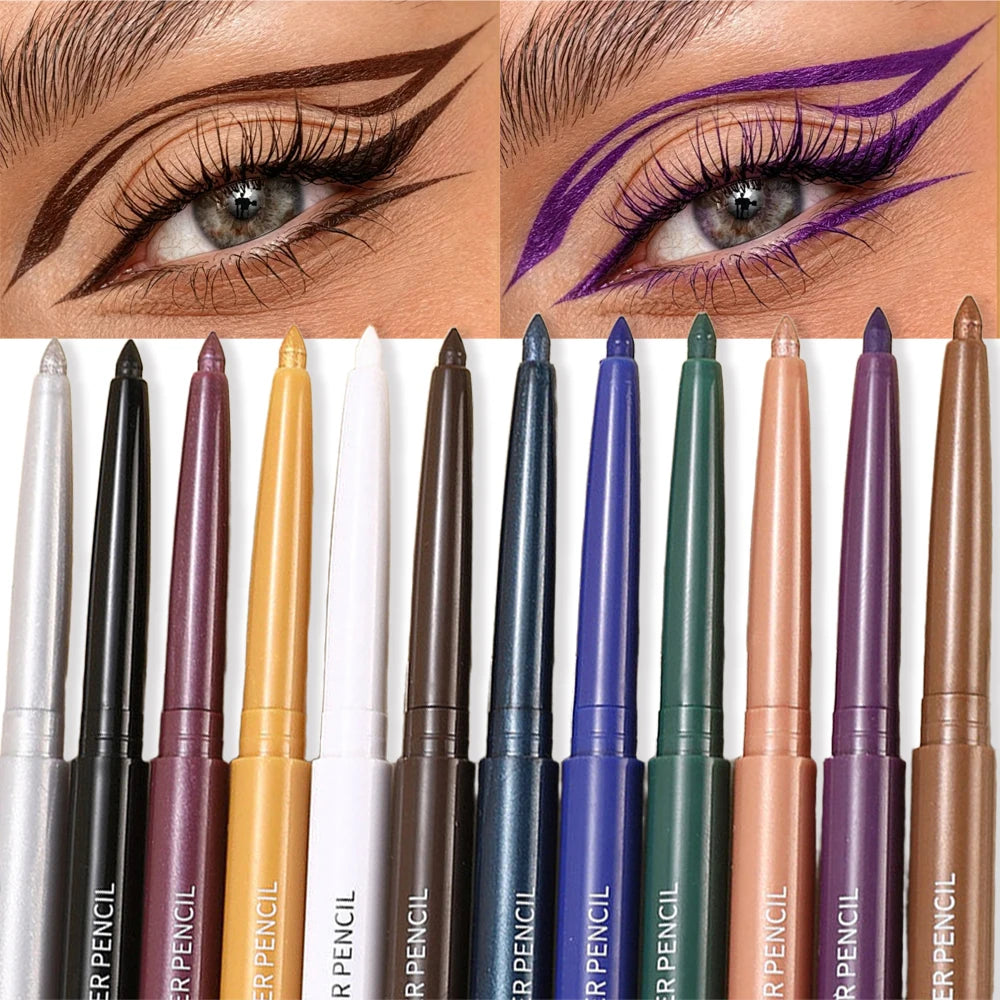 1Pc Ultra-fine Matte Smooth Waterproof Green Purple Eyeliner Gel Pencil Pearlescent White Eyeliner Easy Wear Eyeliner Pen Makeup