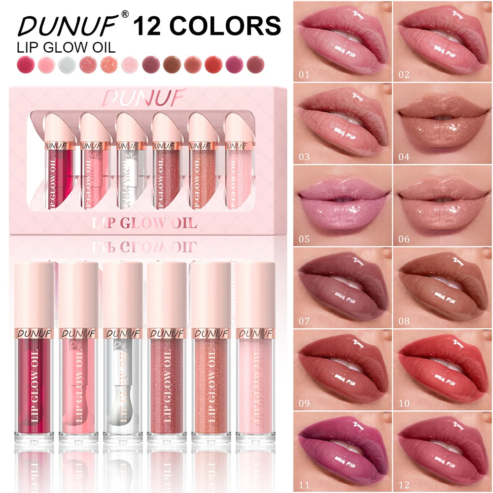 6PCS Lip Glow Oil Set, Hydrating Plumping, High Shine Non-Sticky Lip Gloss, Long Lasting Moisturizing Lip Tint, Shimmer Glitter