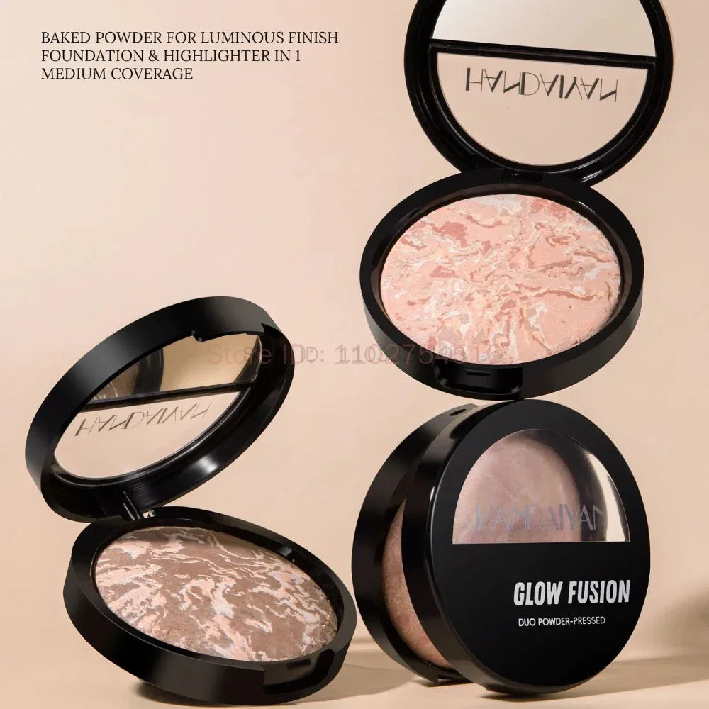 Luminous Finish Setting Powder Lasting Oil-control Shimmer Marble Baked Powder Brightening Face Powder Compact Foundation Makeup