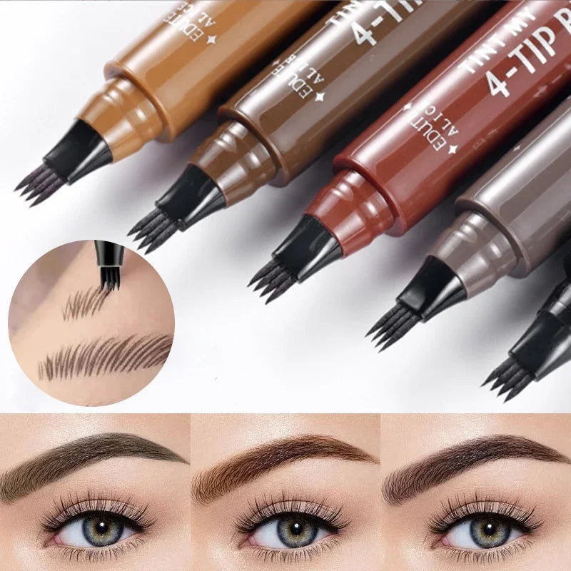 5 Colors 4 Point Eyebrow Pencil Waterproof Liquid Black Brown Eyebrow Pen Makeup Long Lasting Cosmetic 4 Split Tip Brow Pencil