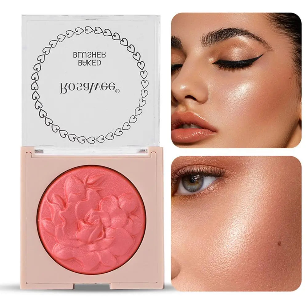 Rose Pearlescent Blush Highlighter Fine Shimmer Powder Face Brightening Contour Makeup Natural 3D Look Western Style Cosmetics