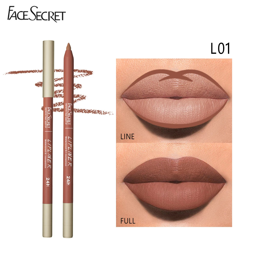 Face Secret 12 Color Lipliner, Waterproof Long-Lasting, Velvet Matte Multi-Color Correcting Lip Pencil Lip Plumping Cosmetics