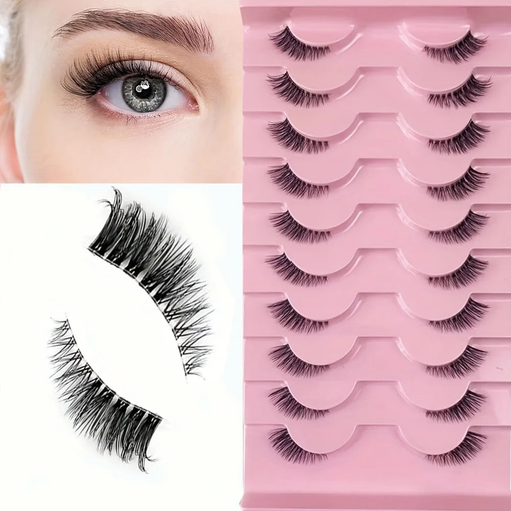 10 Pairs Half Lashes Natural Look Wispy Fluffy Cat Eye Look Natural Short Accent Lashes End Lashes Corner Eyelashes 3/4 Lashes R