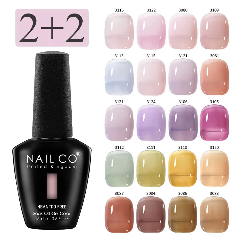 NAILCO 4pcs 15ml Autumn Winter Translucent Color Gel Nail Polish Jelly UV Nails Gel Polish Kit Esmalte Paint Nail Art