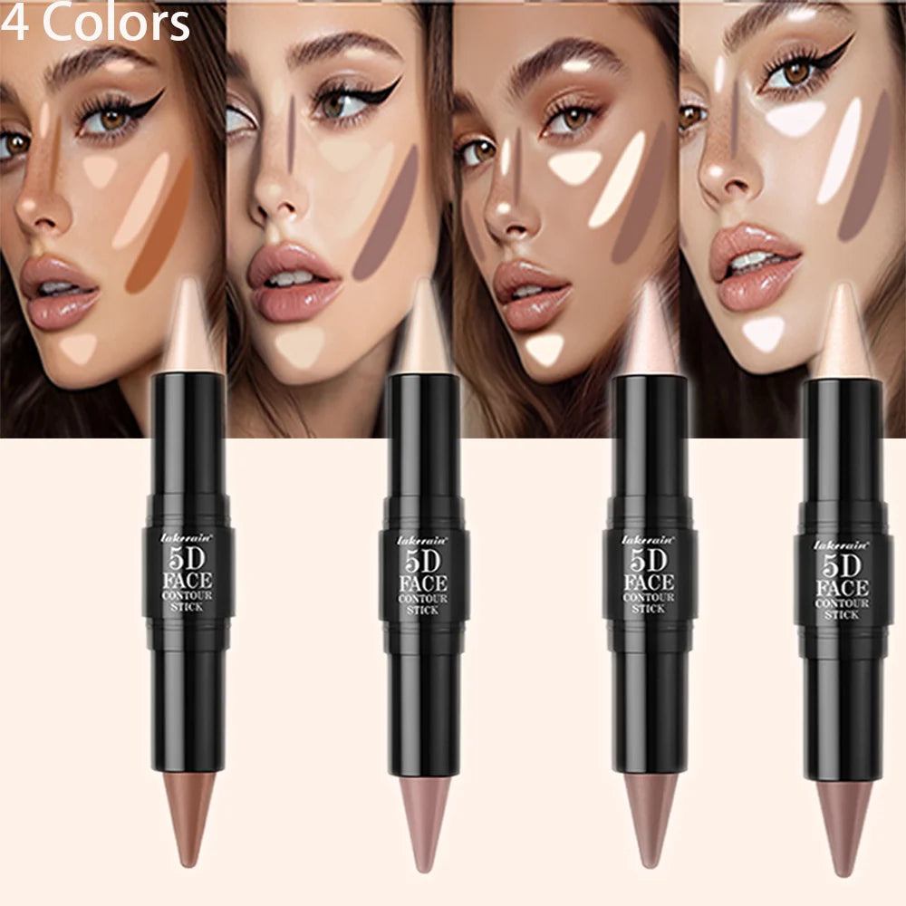 Dual-Ended Sharp Tip Contour Highlighter Waterproof And Sweatproof Long Lasting-Up To 12 Hours Multi-Use Contour Stick Makup