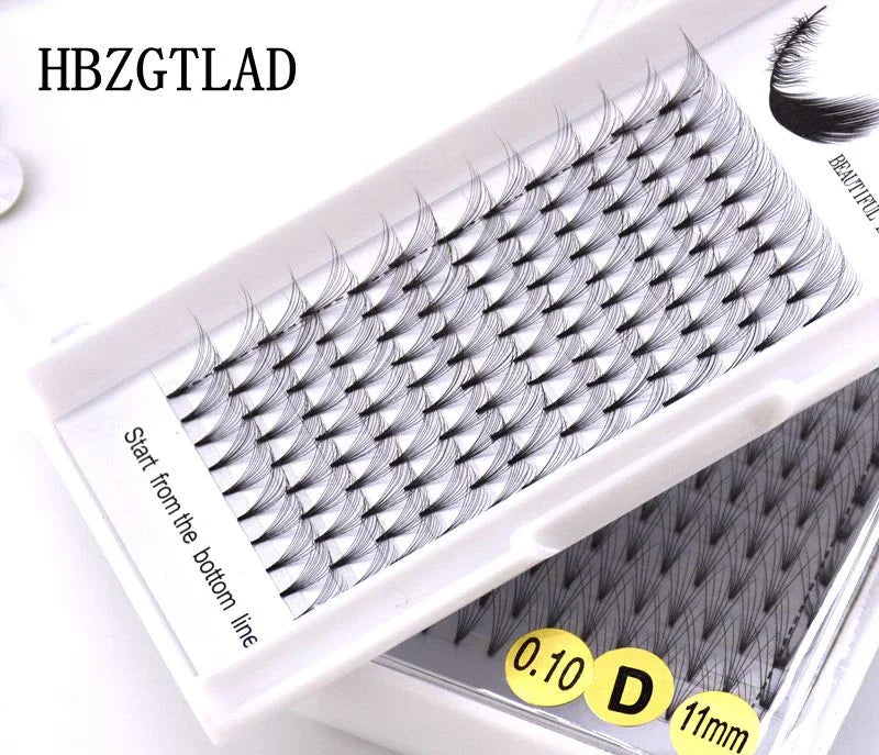 HBZGTLAD 3D-10D Russian Volume Eyelashes Extension Short Stem Pre Made Fans C/D Curl Mink Lash Eyelash Individual Extensions
