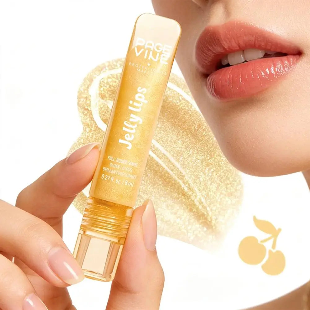 Moisturizer Fruit Lip Oil,Jelly Lips Gloss,lip Glaze,Mirror Gloss Transparent Fullness Lip Tint Gel,Liquid Lipstick for Women