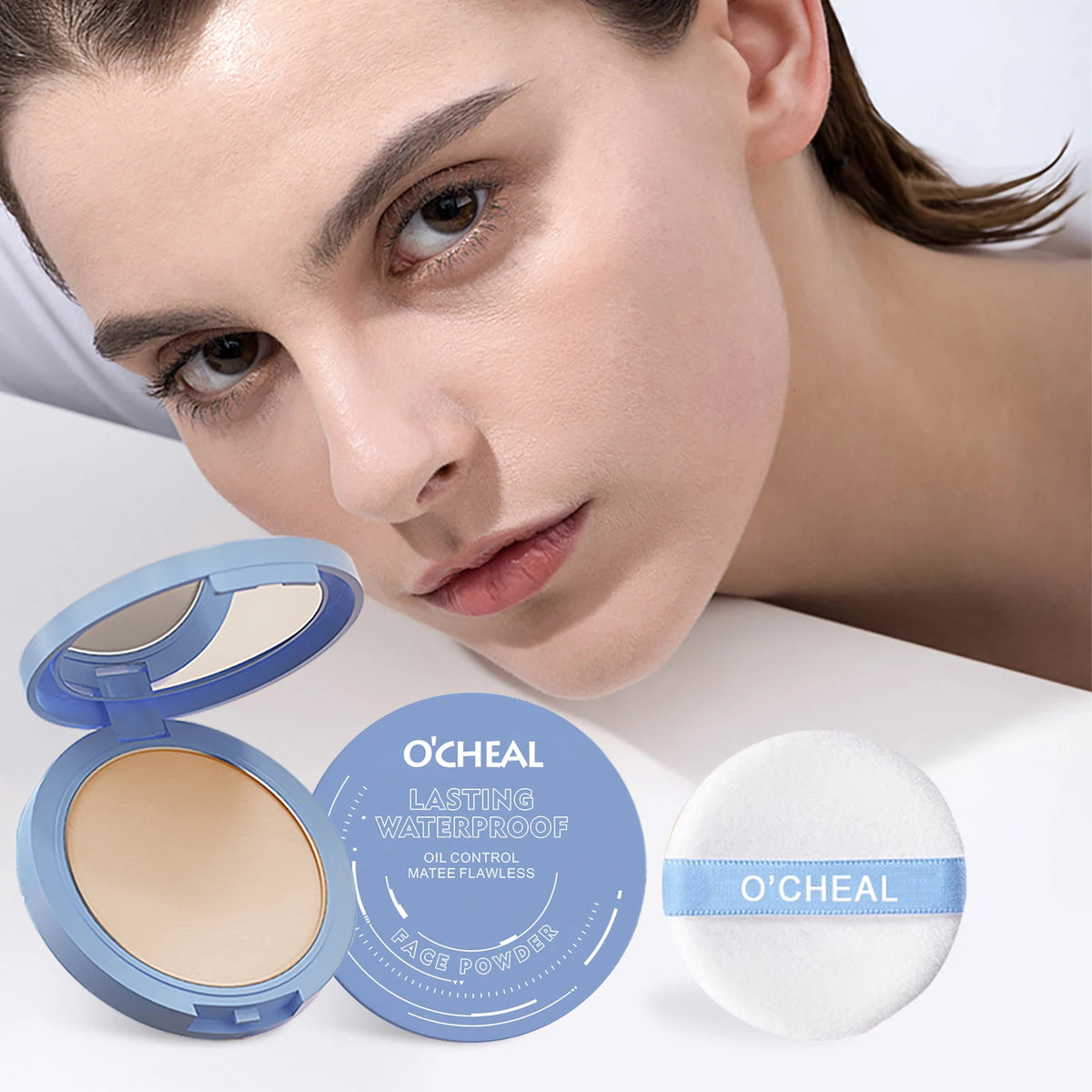 Ocheal Matte Face Setting Powder Oil-control Lightweight Radiant Foundation Pressed Powder Face Full Coverage Makeup Cosmetic
