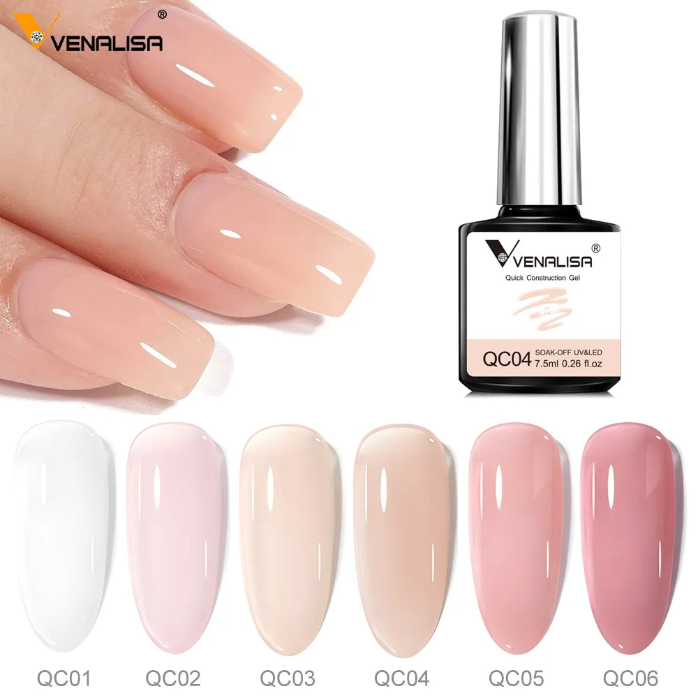 VENALISA Quick Construction Gel Fast Building Nail Gel Jelly Semi Transparent French Nail Camouflage Soak off UV LED Nail Gel
