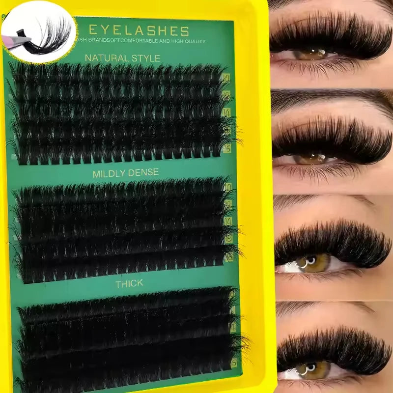 0.07mm DIY 5D Fluffy Lash Clusters 60D 80D 100D Thick Eyelash Clusters D Curl Wispy Individual Lashes 10-16mm Eyelash Extension