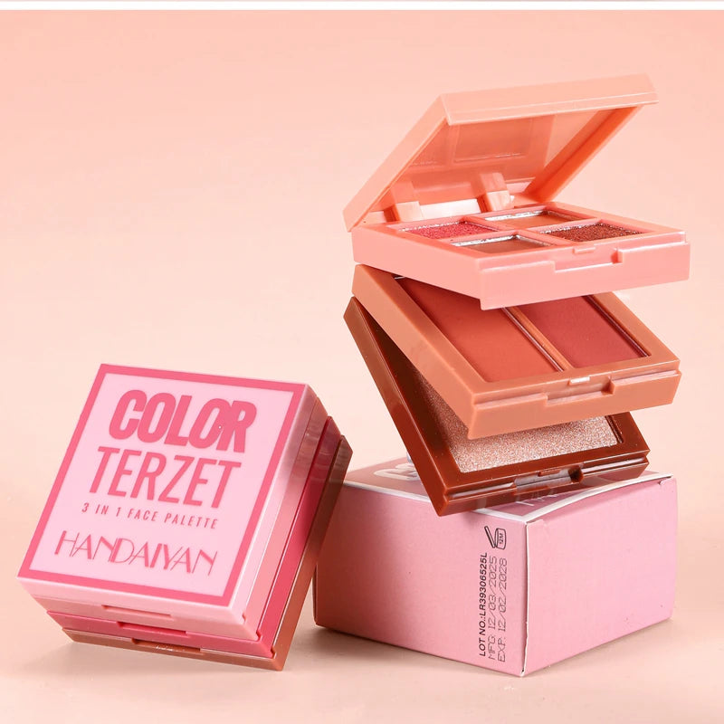 Multifunctional Palette Matte Highlighter Blush Palette Long-Lasting Blush Eyeshadow Face Cosmetics Makeup Palette Female