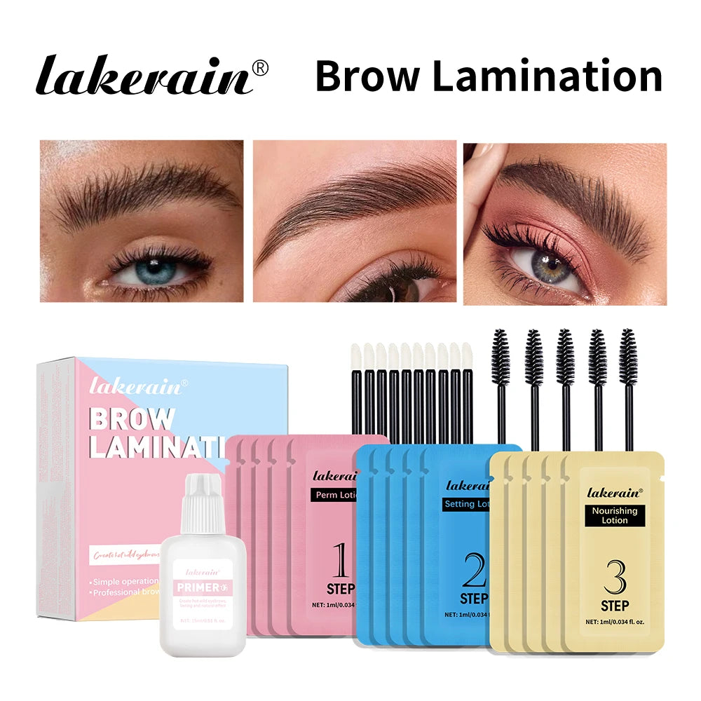 Lakerain Eyebrow Lamination Kit Professional DIY Eye Brow Perm Set Create Fuller Thicker Brows Lasting Eyebrow Natural Makeup