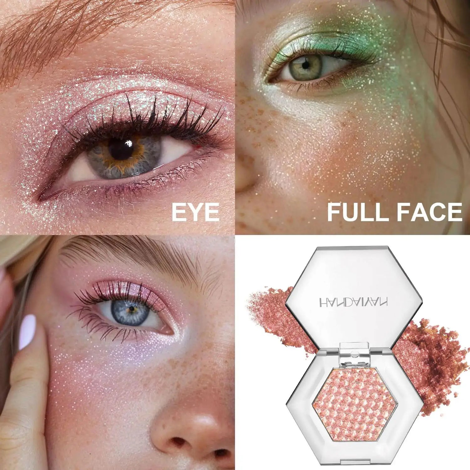 Hexagonal Eye Shadow Palette Ultra Fine Glitter Holographic Highlighter Chameleon Makeup Brighten Long Lasting Waterproof