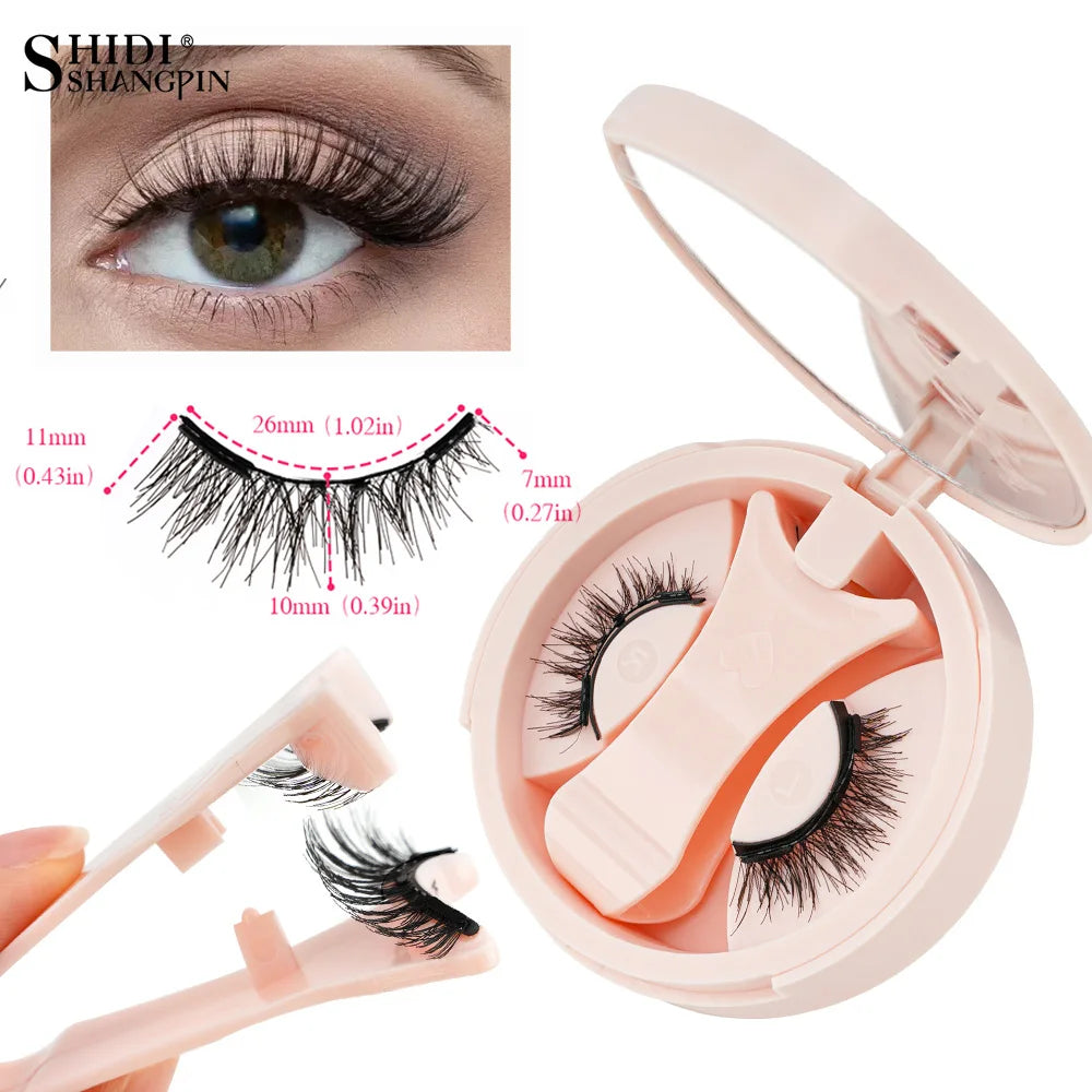 1/2 Pairs Magnetic False Eyelashes Kit Natural Curly Faux Lashes No Glue Needed Magnetic Fake Eyelash with Tweezers Makeup Tool