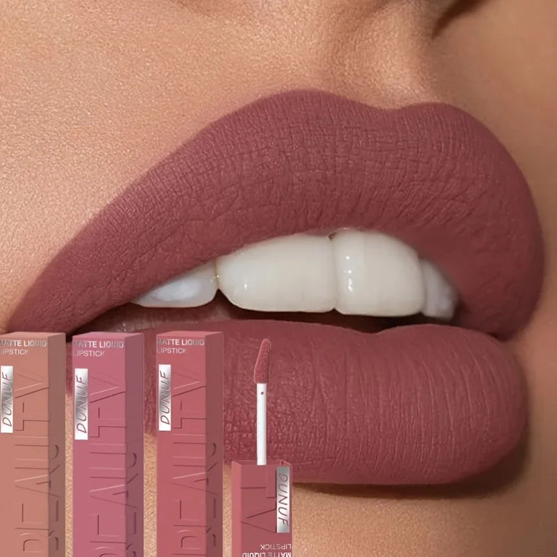 8 Color Nude Brown Matte Liquid Lipstick Velvet Sexy Dark Red Lip Glaze Non-stick Cup Not Easy To Fade Lip Gloss Lipstick Makeup