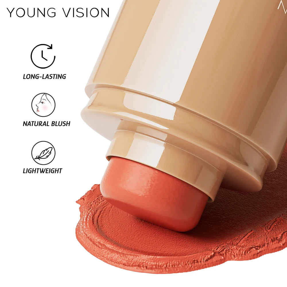 3-in-1 Pocket Blush Stick for Lips Cheeks Eyes, 6 Natural Matte Colors, Hydrating Silky Contour Cream