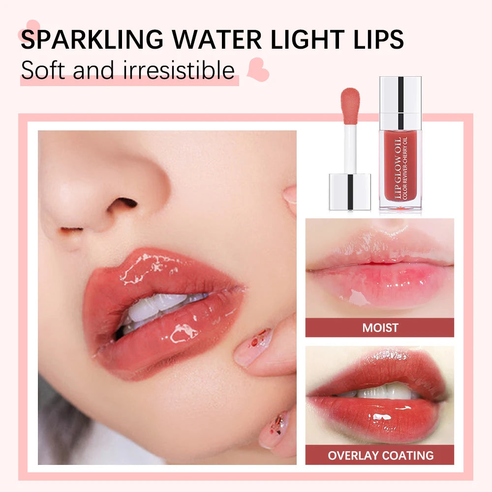 3pcs/set Lip Glaze Mirror Water Long-lasting Waterproof Crystal Jelly Oil Lip Tint Moisturizing Non-stick Cup Lip Glow Oil Care