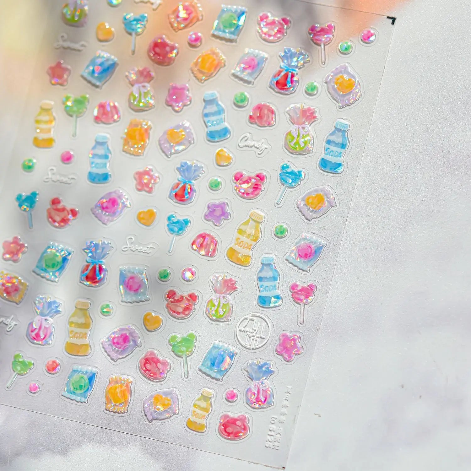 Sweet Puppy Cartoon Nail Decals Dachshund Love Hearts Fruits Apple Cherry Bones 5D Nail Art Sticker Self Adhesive Manicure Decal