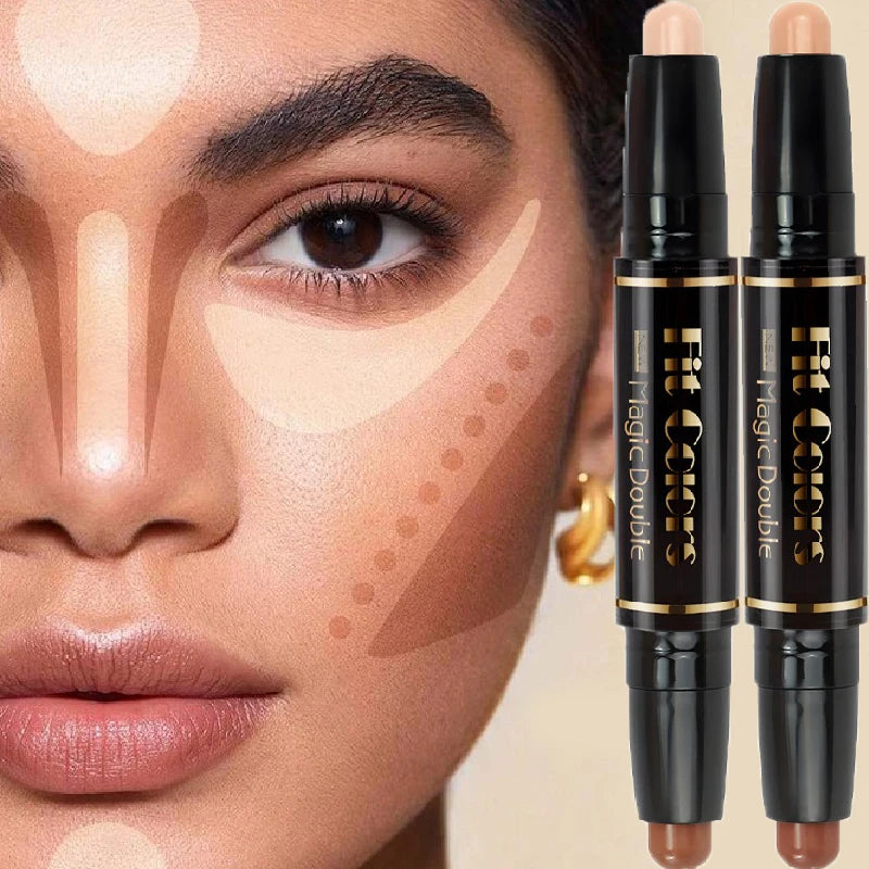 Double-head Highlight Shadow Stick Face Bronzer Contouring Pen Foundation Cream Concealer Makeup Base Beauty Women's Cosmetics