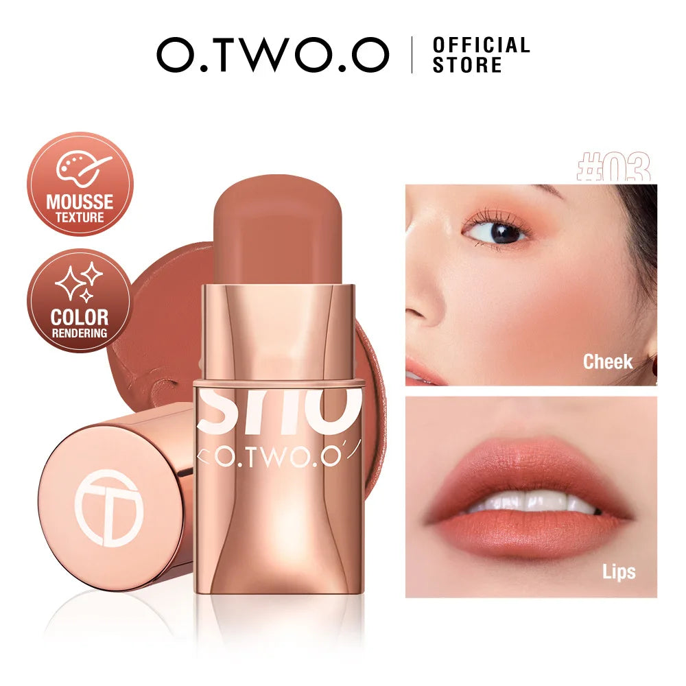 Waterproof Multifunctional Lipstick Blush 3 in 1 Creamy Smooth Lightweight Longwear Makeup Stick for Cheeks Lips