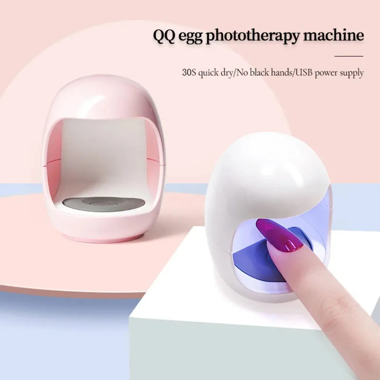 Compact UV/LED Nail Dryer – 6W Fast Cure for Gel Polish, USB Rechargeable, Fits All Fingers, Adorable Egg-Shaped Design