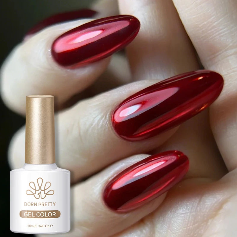 BORN PRETTY 10ml Mirror Metal Ruby Red Cat Magnetic Gel Semi Permanent Soak Off UV Gel Manicure Nail Art Varnish