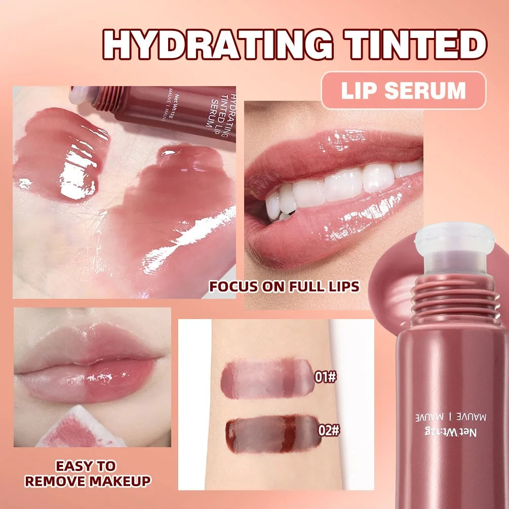 1PC Water Light Lip Gloss Moisturizing Mirror Lip Oil Transparent Nude Brown Fullness Lips Tint Soft Tube Makeup Beauty Care