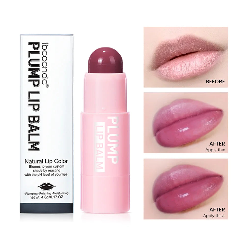 ibcccndc 4 Colors Full Plumping Lip Balm, Tinted Lip Balm Plumper, Enhancing & Hydrating Lip Moisturizer Formulated with Peptide