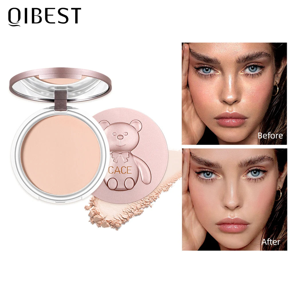 CACE Face Pressed Powder Oil Control Natural Foundation Powder Smooth Finish Concealer Setting Powder Make Up For Women 3 Colors