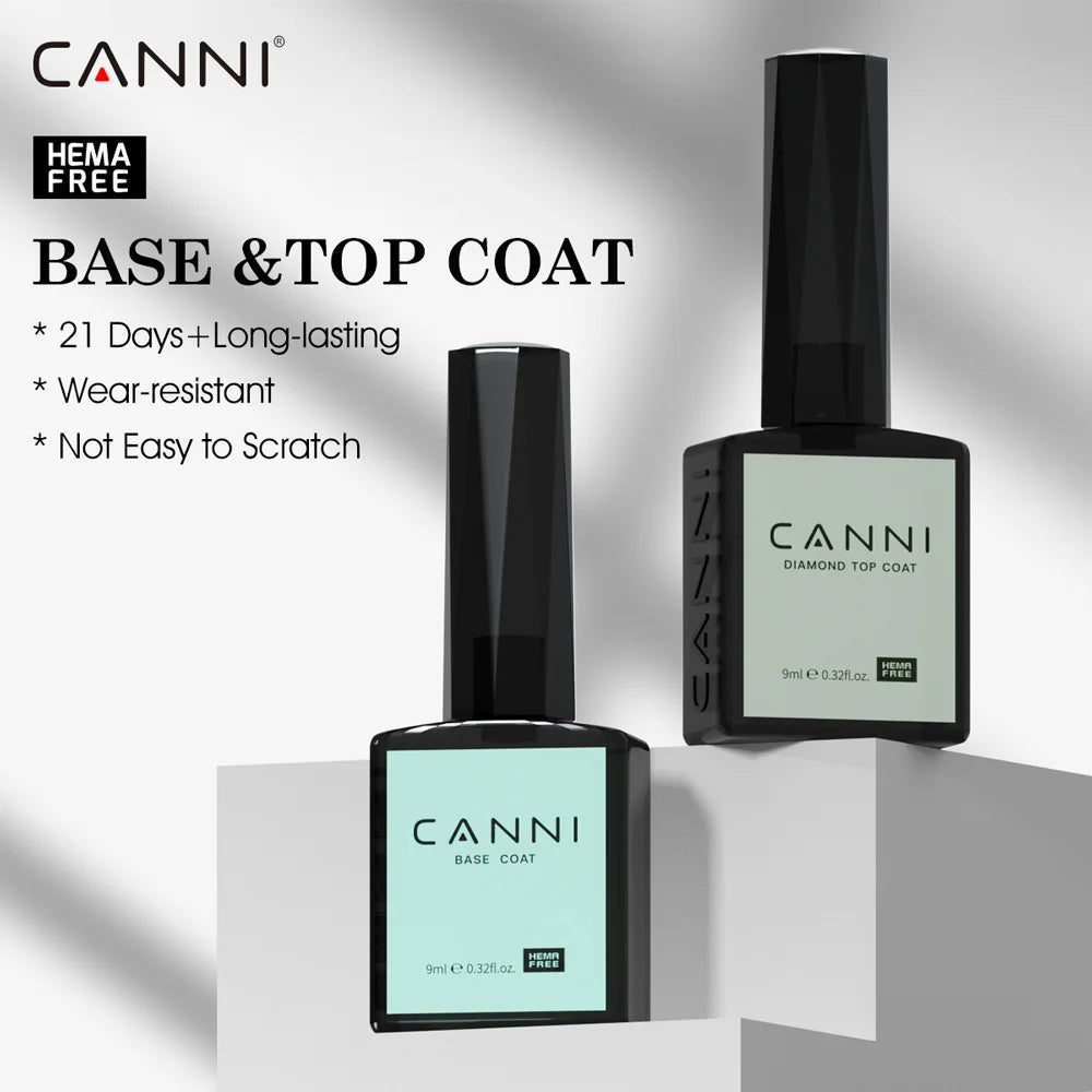 CANNI HEMA/TPO FREE 9ML Primer Base Coat Topcoat and Color Gel Polish Base Soak Off UV LED Fast Dry Nail Liquid Manicure Gel DIY