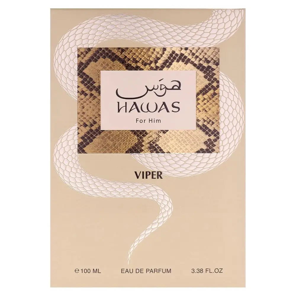 Hawas Viper For Him Eau De Parfum 100ml Rasasi Arabian Smoky Wood Perfume Long Lasting Men Fragrance Spray