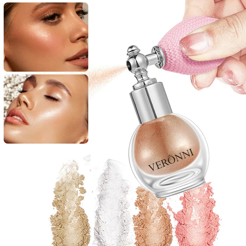 Glitter Body Highlighter Powder Spray Makeup,Shimmer Powder for Body And Face Hair,Parties,Festivals Cosmetic Luminous Effects